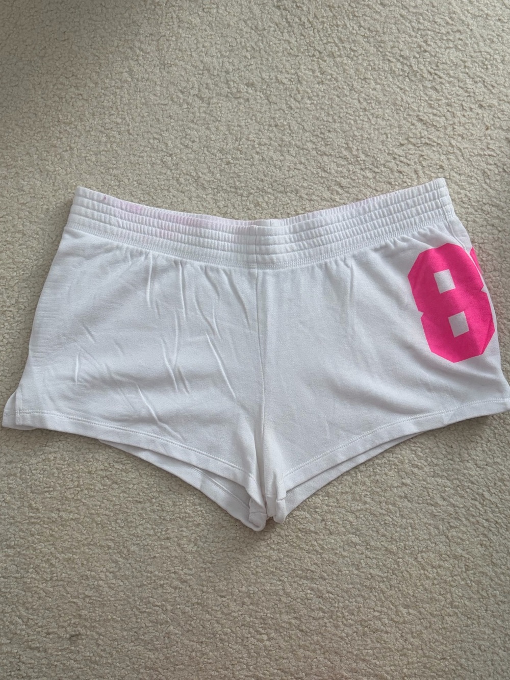 PINK White Women's Sleep Shorts with Pink Accent